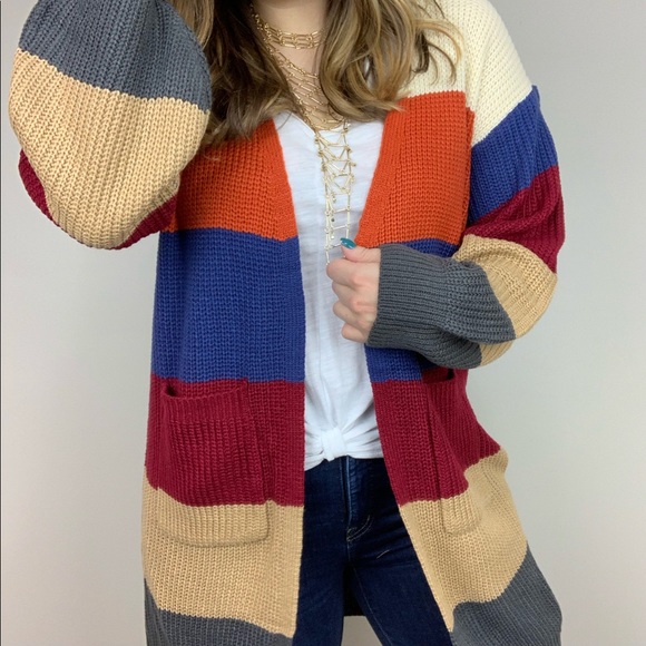 Free Spirit Bold Stripe Cardi S/M - Picture 8 of 8